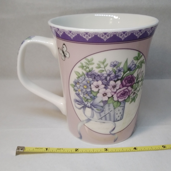 All For You MUG Purple & Blue Flowers in Basket Butterfly Eiffel Tower 12 oz Cup - Picture 3 of 12
